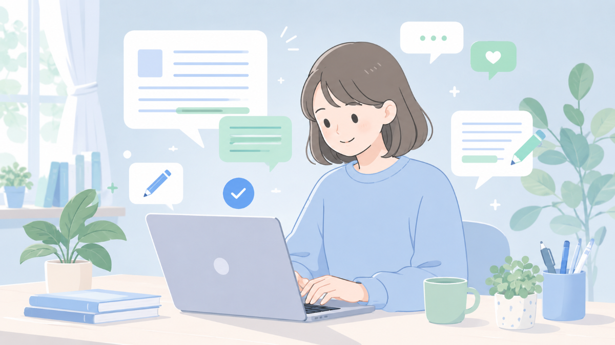 AIで文章を書いて推敲するイメージ図